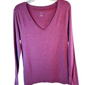 A New Day V-Neck Long Sleeve Maroon Knit Top XXL
